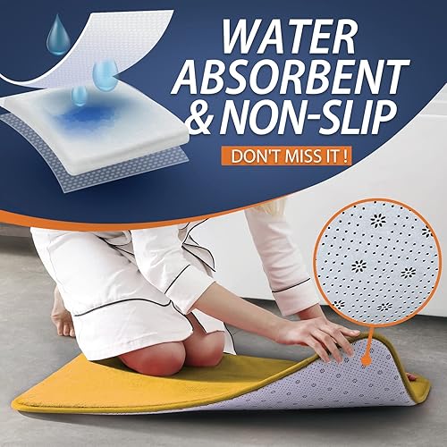 Miniatura 3 de Walensee Tapete de baño de espuma viscoelástica extra grueso, antideslizante, absorbente y súper acogedor, tapete de baño de terciopelo suave de