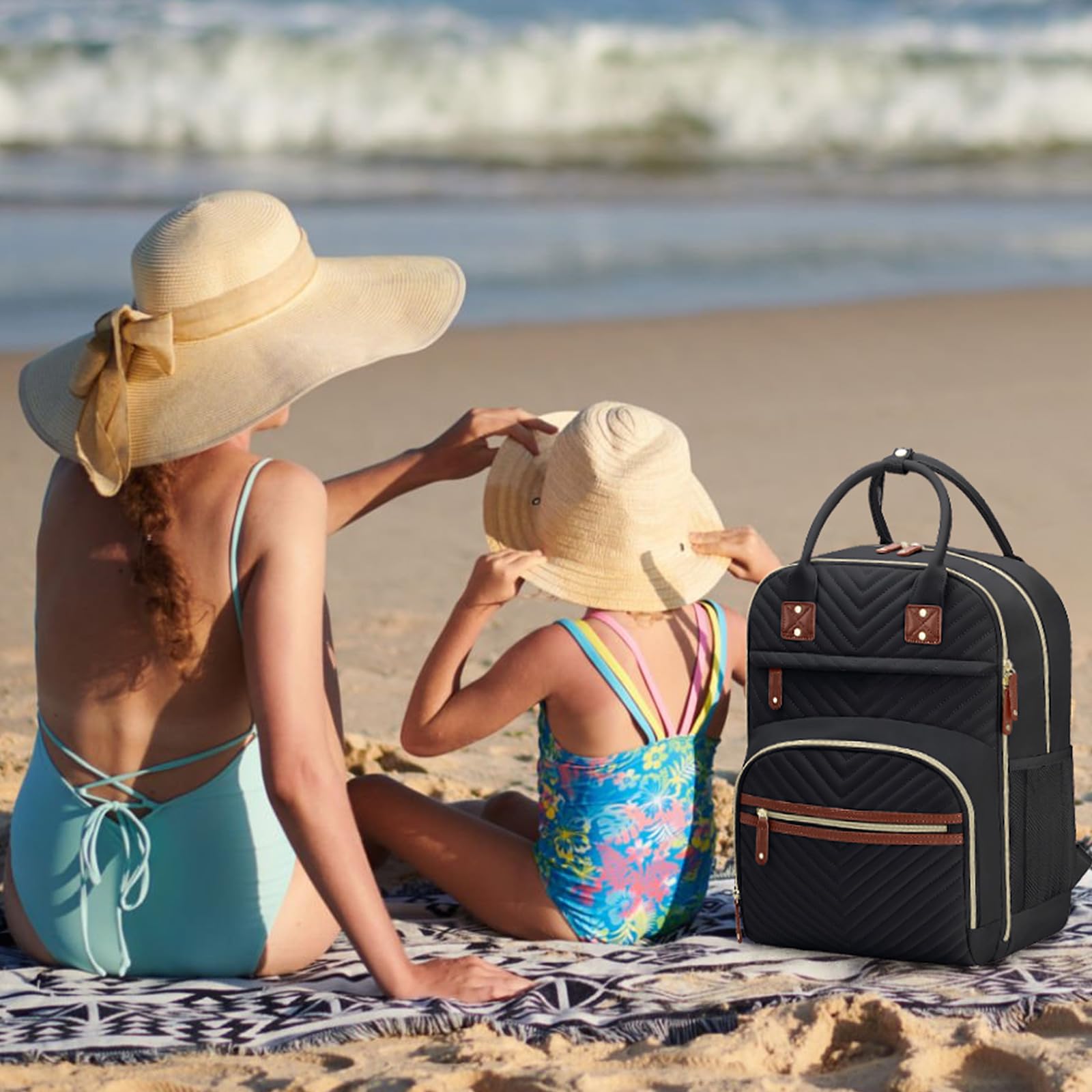 Bolsa de pañales para mujer, gran capacidad, bolsa de bebé con bolsillos aislados, bolsas de pañales multifuncionales