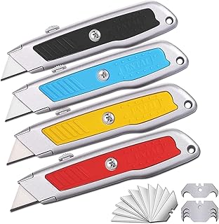Sponsored Ad - ENTAI Box Cutter, 4-Pack Retractable Utility Knife for Cardboard, Boxes and Cartons, Solid Aluminum Shell w...