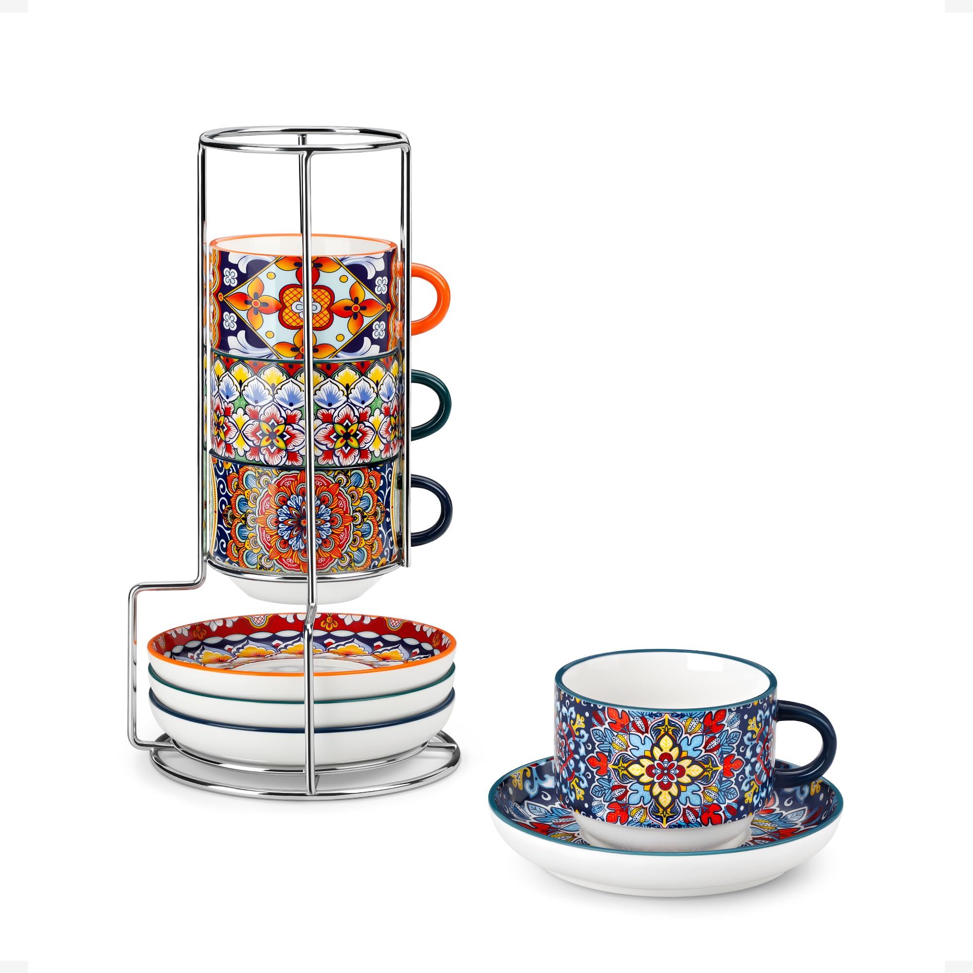 vancasso 2.5 oz Stackable Espresso Cups with Metal Stand