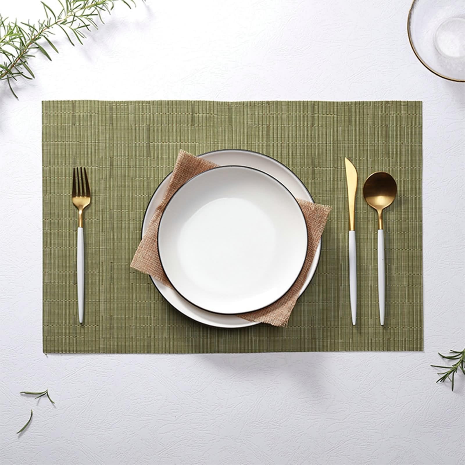 Placemats Green - Juego de 6 manteles individuales (PVC, 45 x 30 cm), color liso