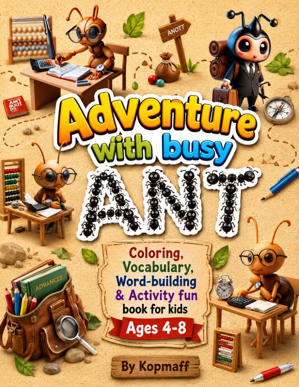 Adventure with busy ANT: Coloring, Vocabulary, Word-building & Activity Fun Book For Kids Ages 4-8