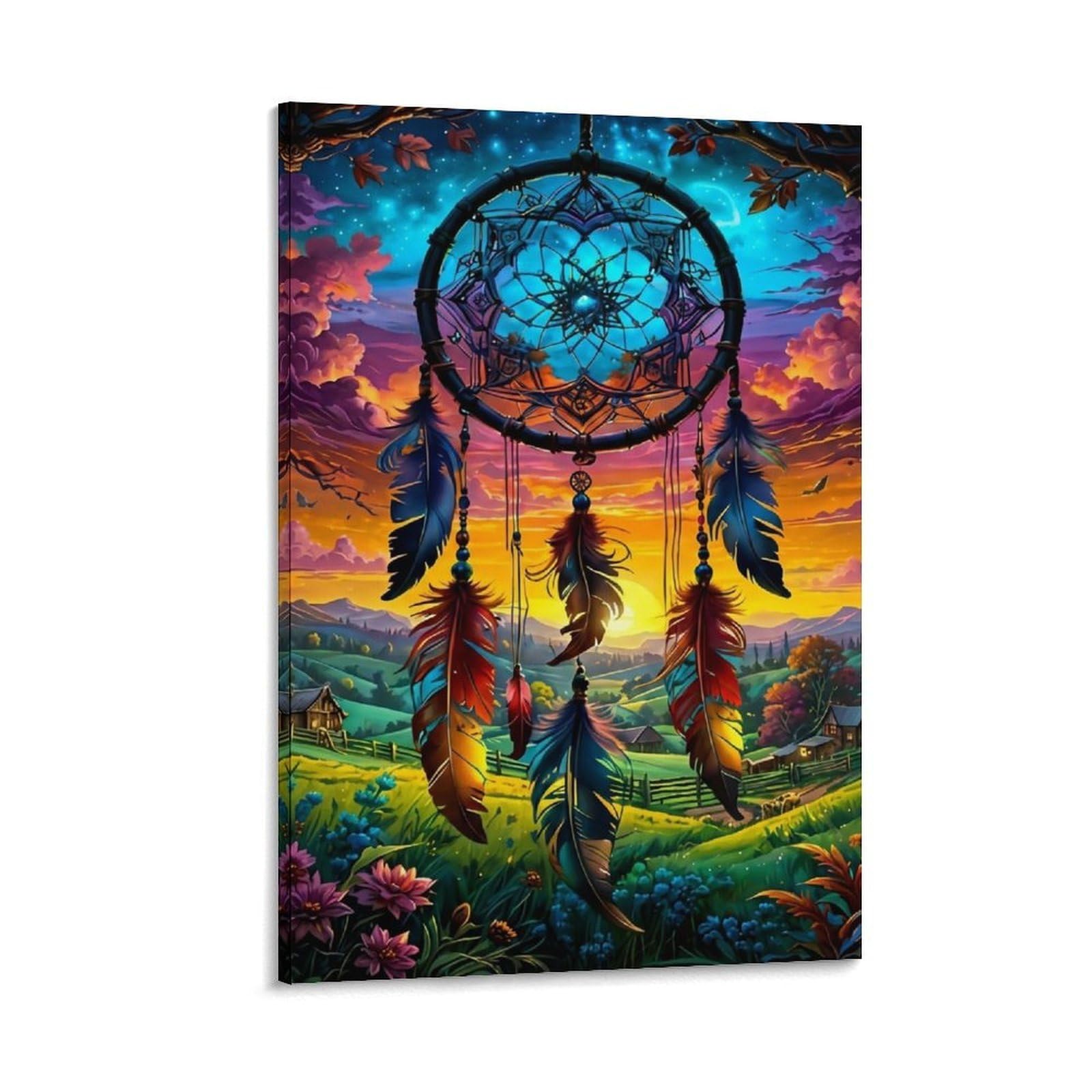 DHBANEIOK Dreamcatcher Fantasy Art Wall Decor Poster Canvas Prints Picture Modern Canvas Wall Art Picture Wall Hanging for Living Room Home Decorations 12x18inch(30x45cm)