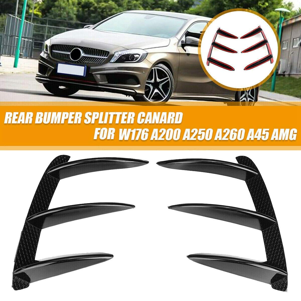 rahl Parachoques trasero Labio Spoiler Canards para W176 A200 A250 A45