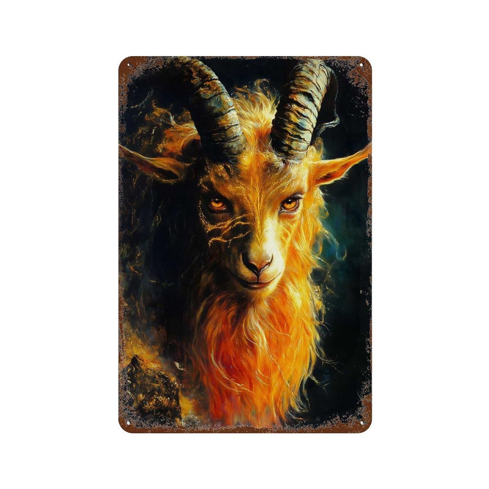 Fiery Goat Creature Animal Retro Metal Sign 11.8"x7.9", Shabby Chic Decor for Bistro, Counter And Cafe Decor