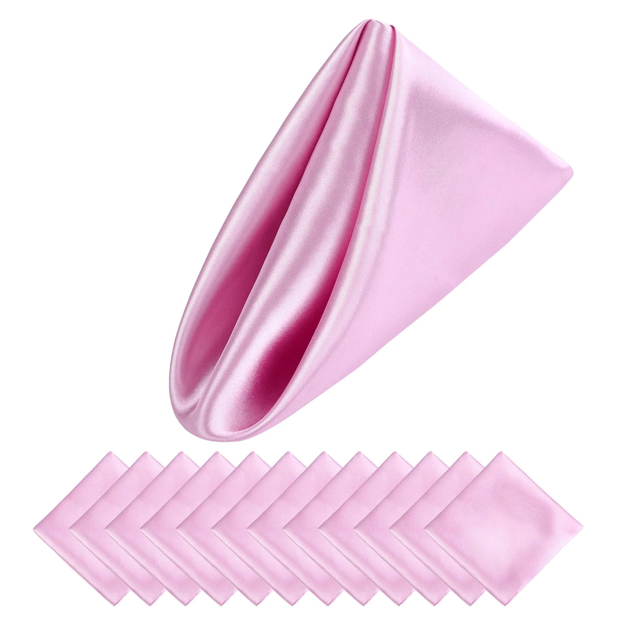 Napkins 30PCS 30x30cm Wedding Green Satin Napkin Soft Table Napkins For Romantic Party Dinner Decoration(30PCS Pink)