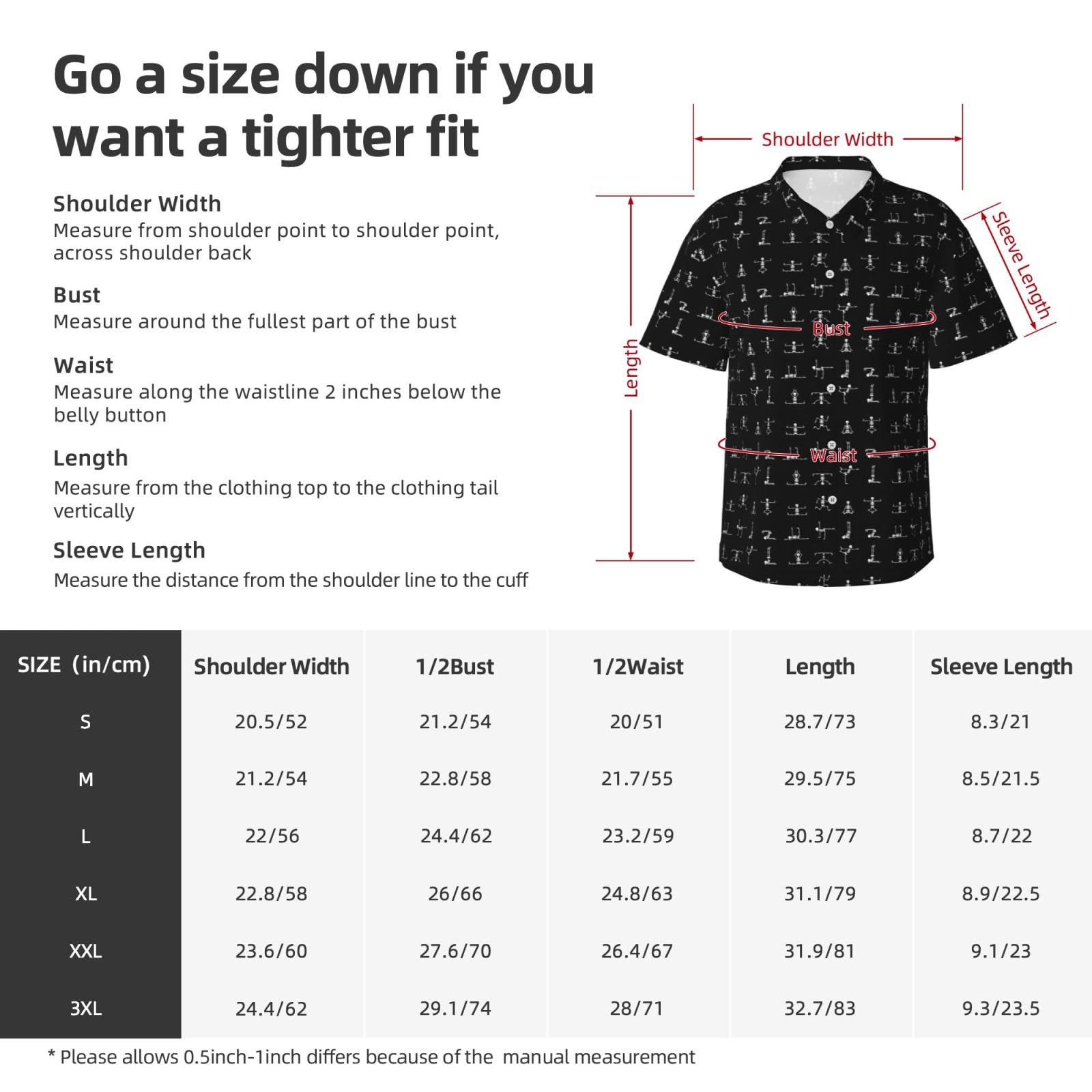 Skull Yoga Stampa Estate Leggero Uomo Camicia Hawaiana Manica Corta Vacanza Casual Crociera Gite
