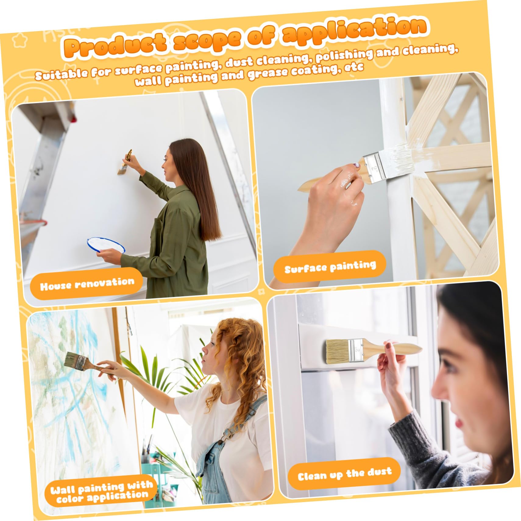 SOIMISS 30 Pezzi Pennelli Piatti con Legno Spesso per Verniciatura e Recinzioni Pennelli Corti Ergonomici per Interni ed Esterni per Smalti e Finiture Diverse
