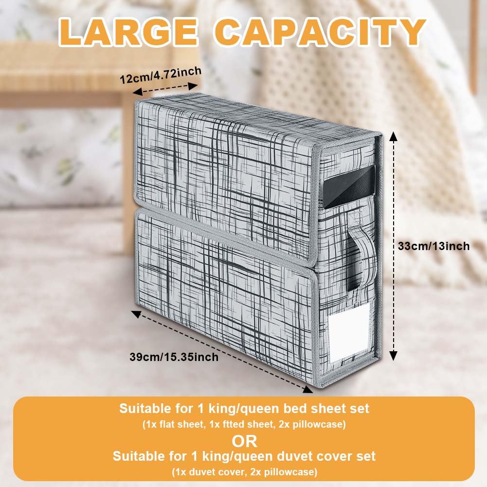 Set Di 2 Organizer Per Lenzuola Pieghevoli - Contenitori Con Cerniera Per Armadio E Sottoletto