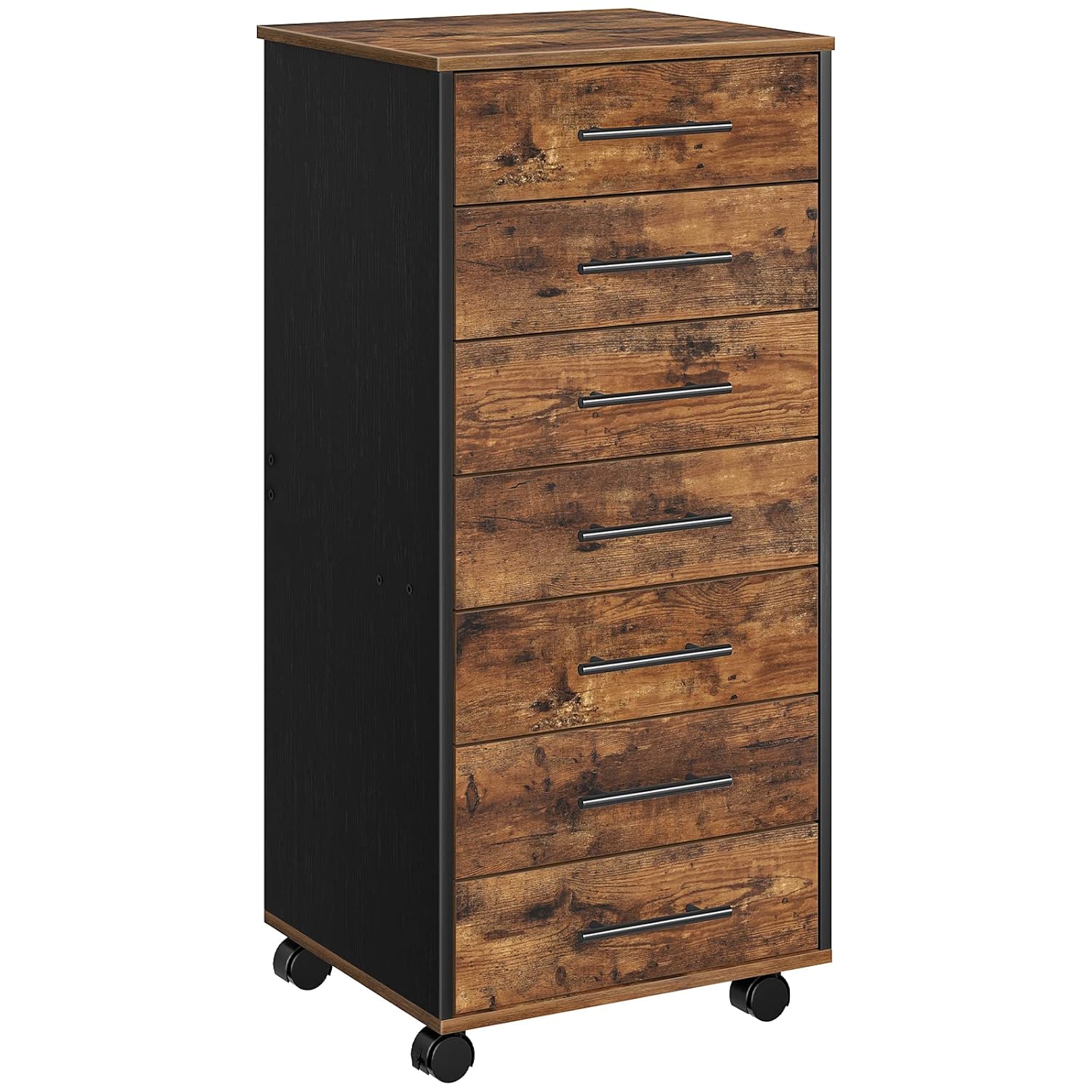 HOOBRO 7-Drawer File Cabinet Wooden Office Cabinet with Drawers Mobile Storage Filing Drawer for Home Office Study Easy