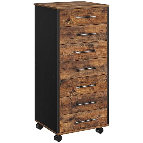HOOBRO 7-Drawer File Cabinet, Wooden Office Cabinet with Drawers, Mobile