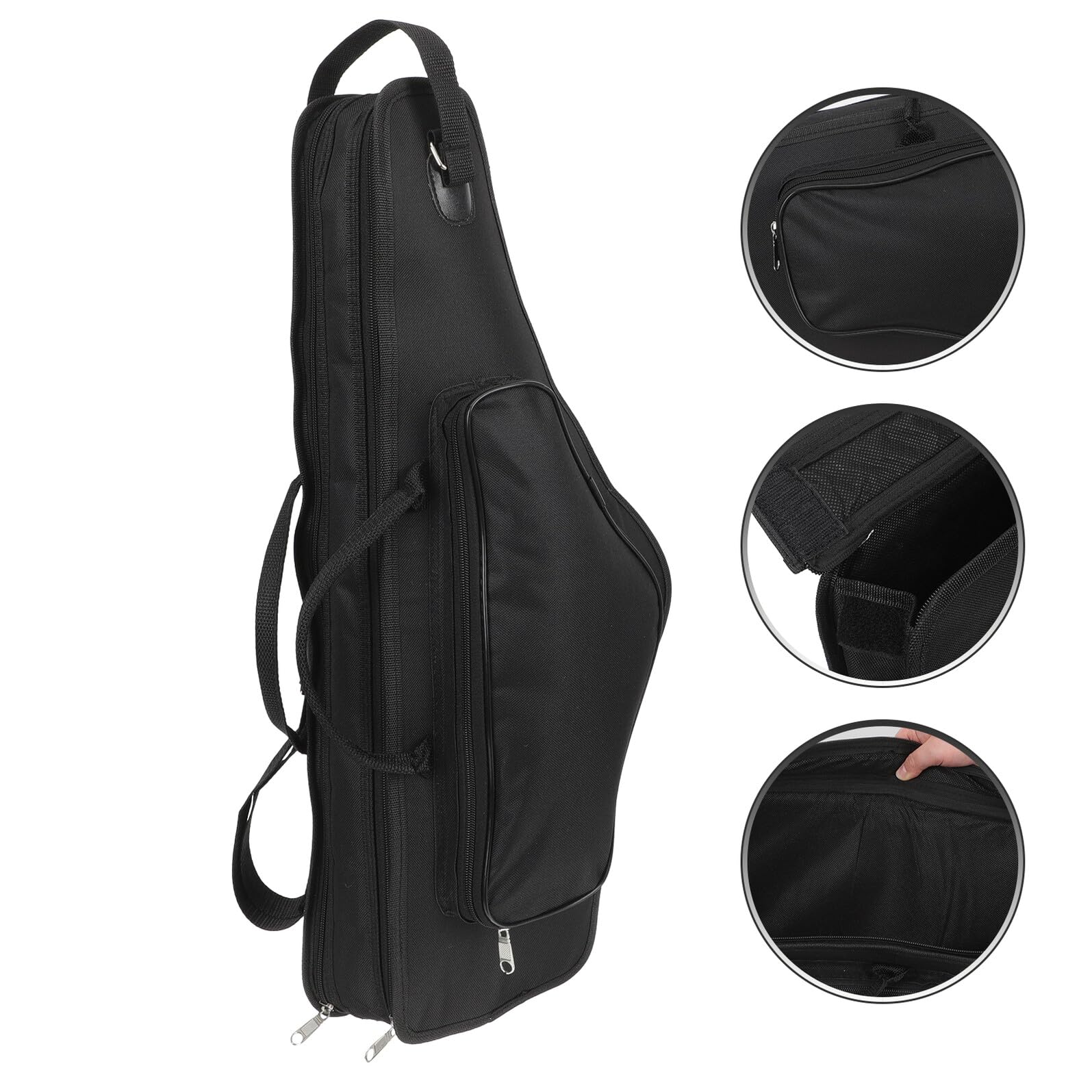 Borsa per Sassofono Alto Imbottita Nera con Tracolla | Grande Capacità, Maniglia Superiore, Tessuto Leggero, per Studi e Concerti