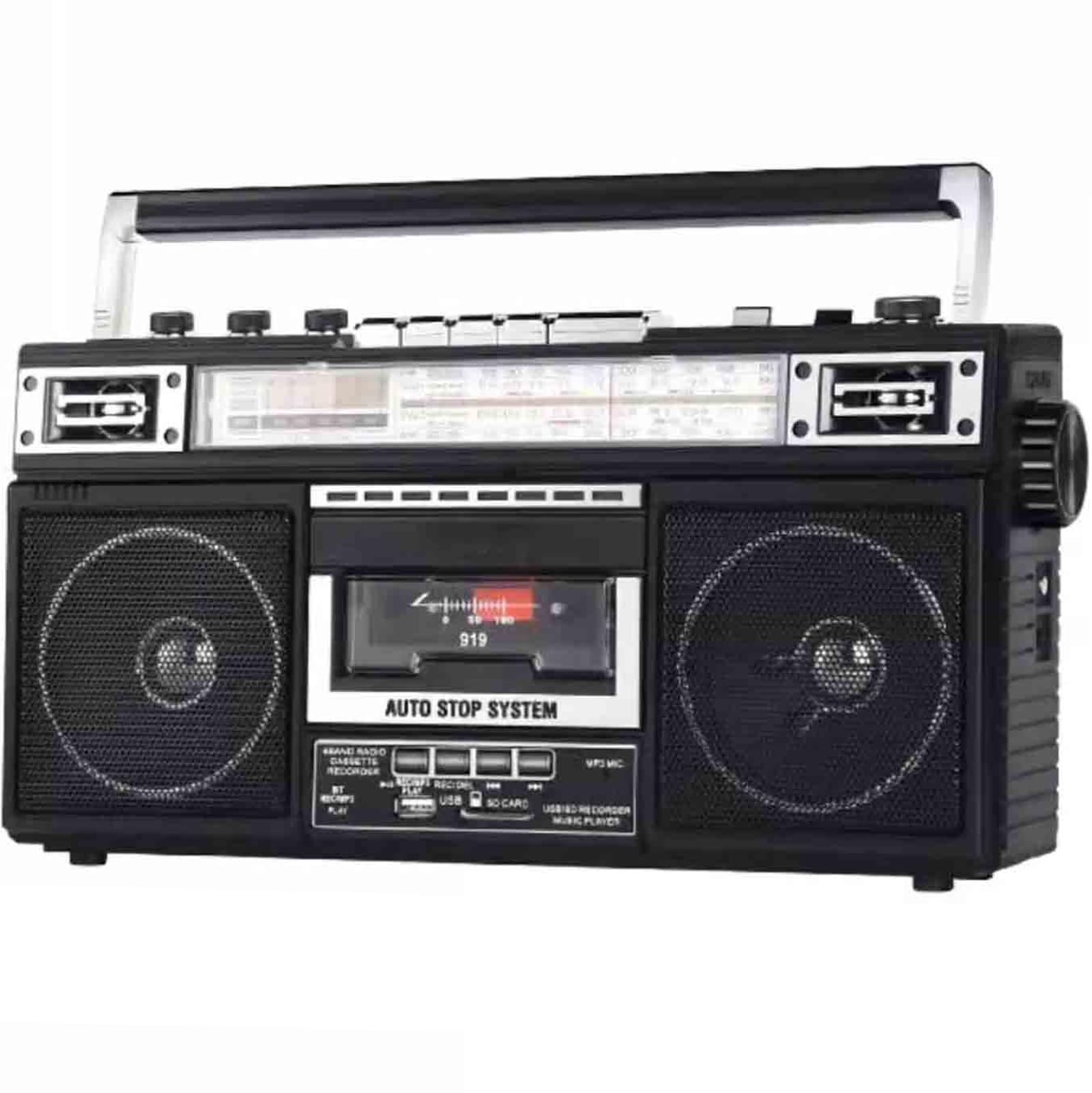 Boombox Radio Cassette Player Recorder, Portable Stereo Boombox with  Bluetooth, Wireless Streaming, USB/Micro SD Slots, AM/FM -SW1/SW2 Radio,  Aux In