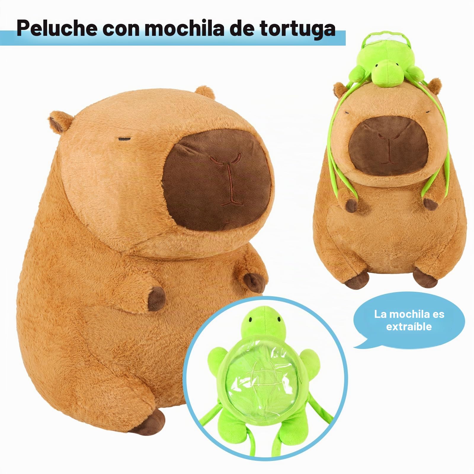 Shownicer Peluche Capybara Kuscheltier Gran Muñeco de Peluche Capybara Kawaii Cojín XXL Juguetes Regalo para Adultos Niños 3+ años (65 cm)