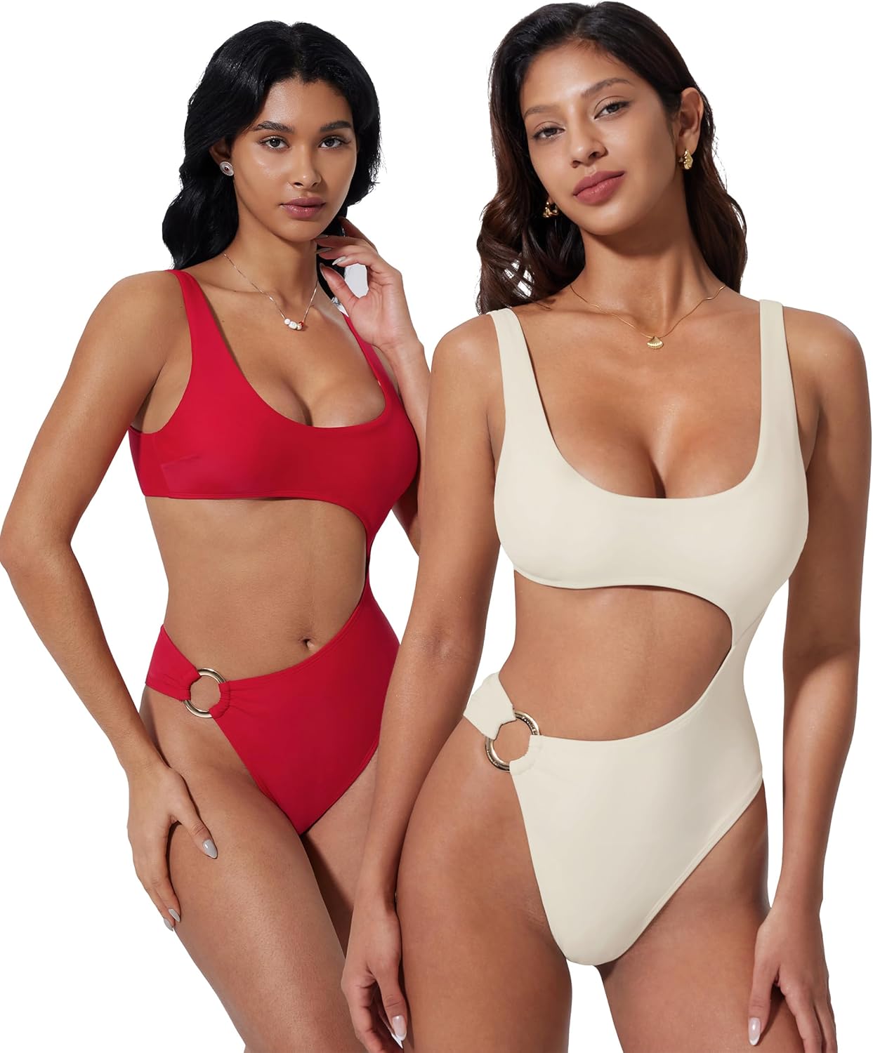 SUUKSESS Women Sexy One Piece Tummy Control Swimsuit Cutout Backless Bathing Suit - Image 5