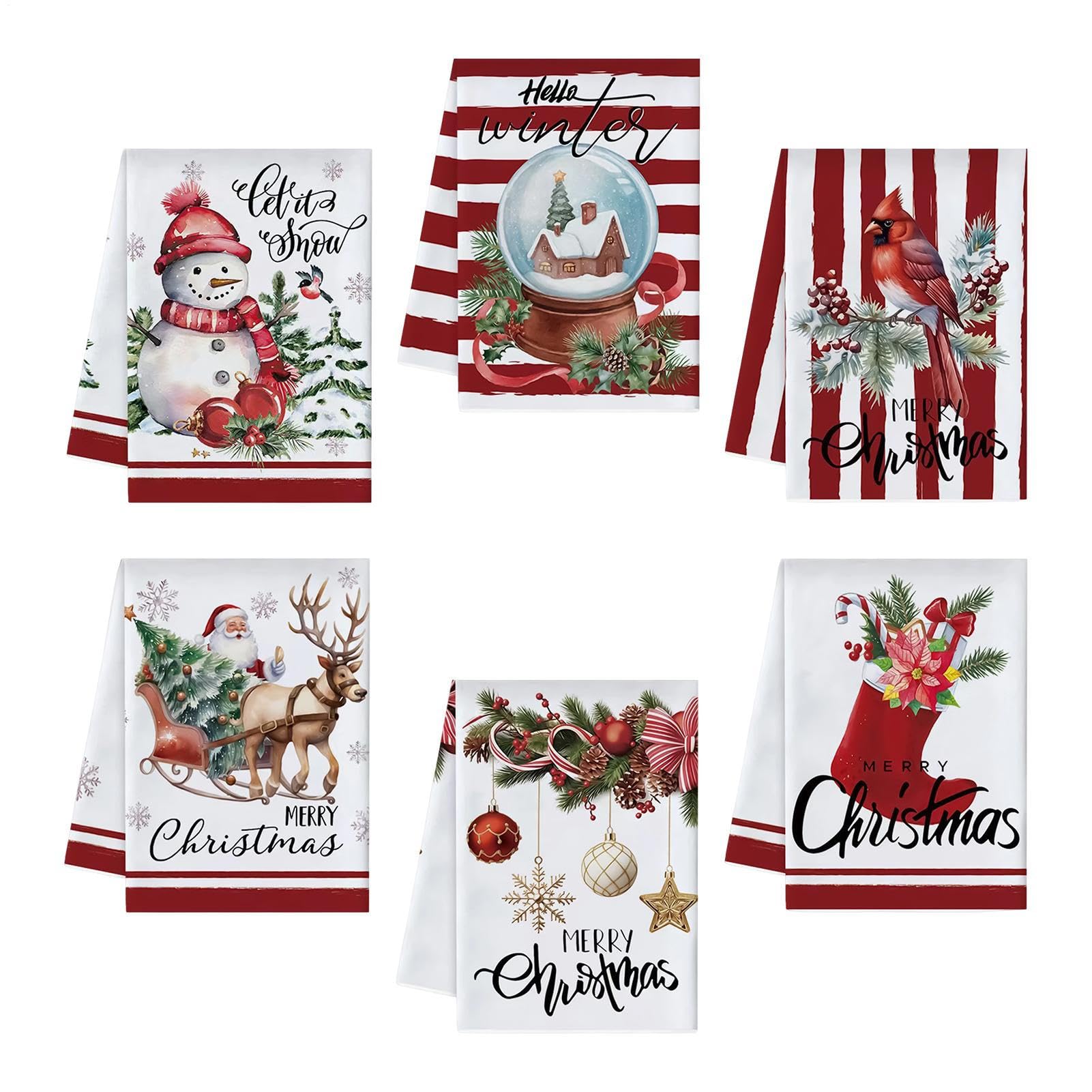 Serviettes de bain de Noël absorbantes haute densité lot de 6 pièces confort hivernal premium