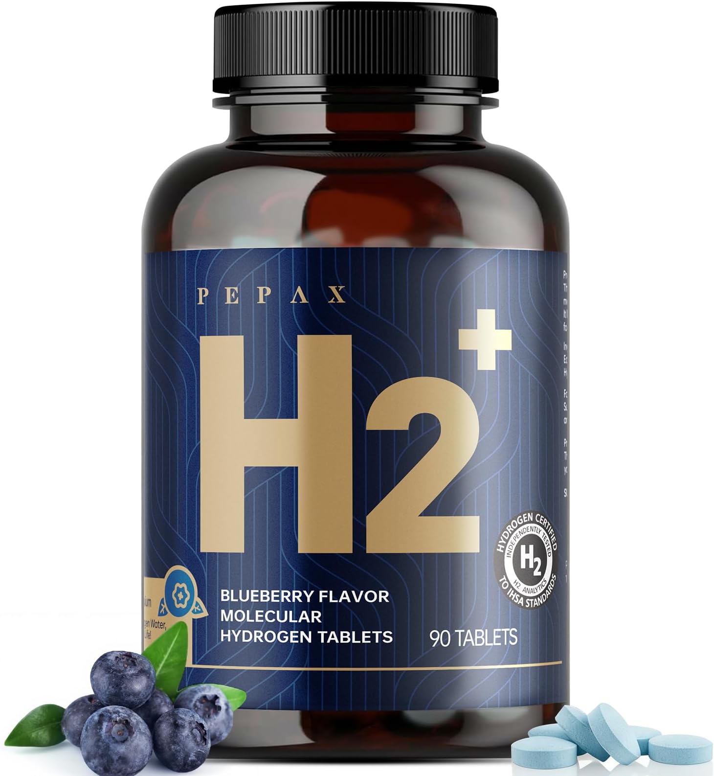 Molecular Hydrogen Water Tablets with 200mg Magnesium, Hydrogen Tablets for Drinking Water, Rich in Antioxidants - Supports Healthy Aging, Cellular Energy & Brain Health (90 Count, Blueberry)