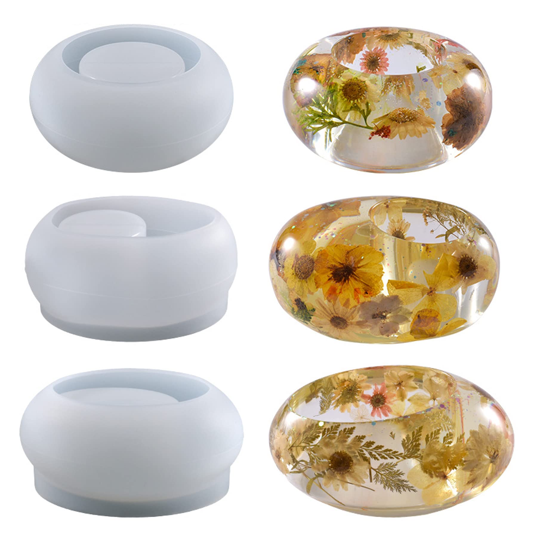 Stampo Silicone Portacandele Fiori Di Loto - 3 Pezzi Per Resina Epossidica E Decorazioni - Foto 3