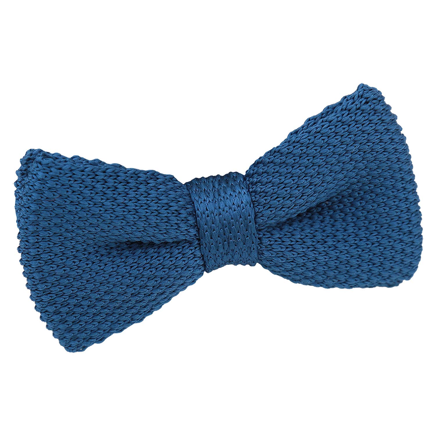 Dqt Boys Cerulean Blue Plain Knitted Pre-Tied Bow Tie – Wedding Page Formal Bowtie