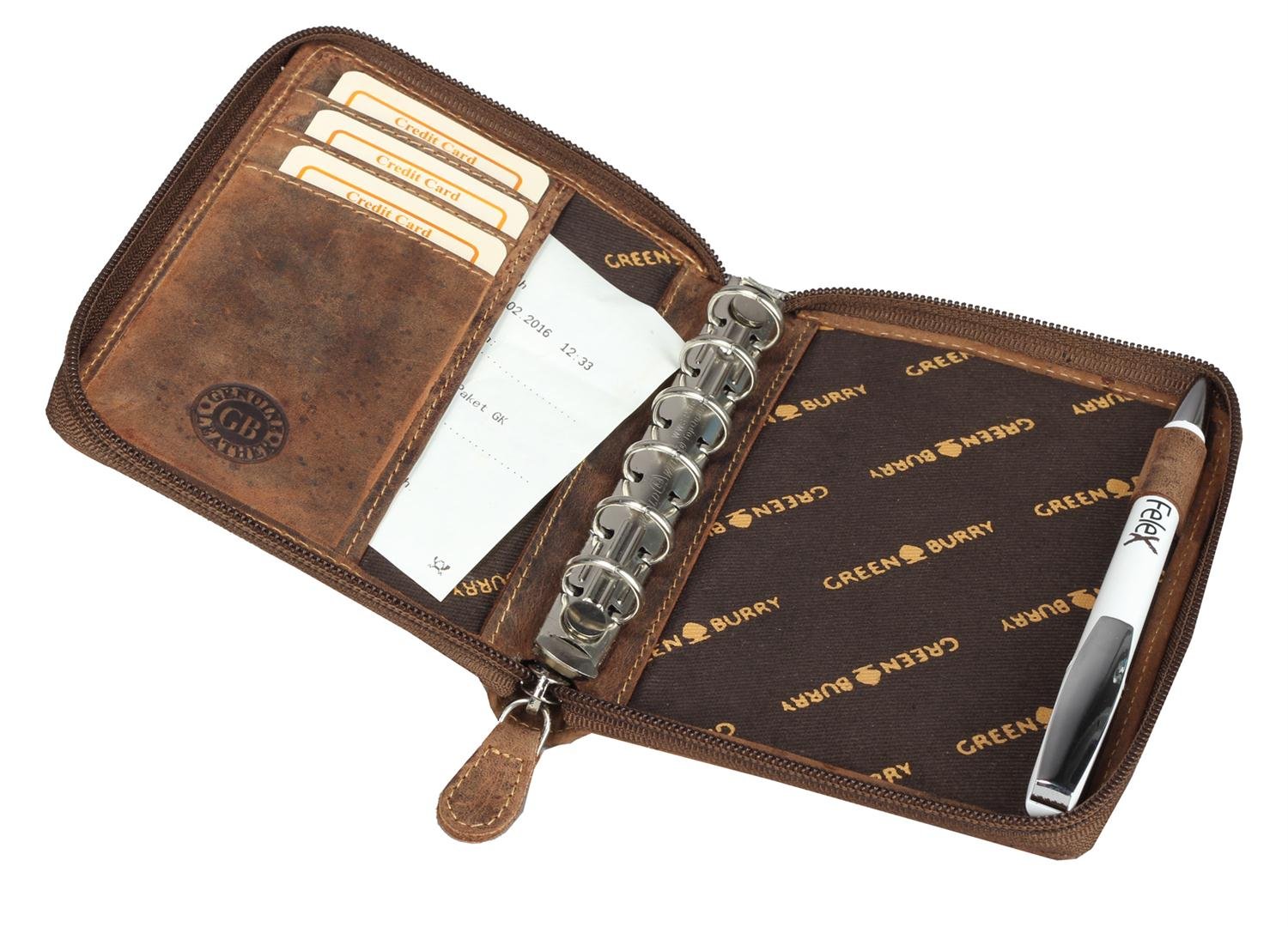 Greenburry Vintage Organizer Leder Terminplaner A6 braun | 14,5x3x11cm