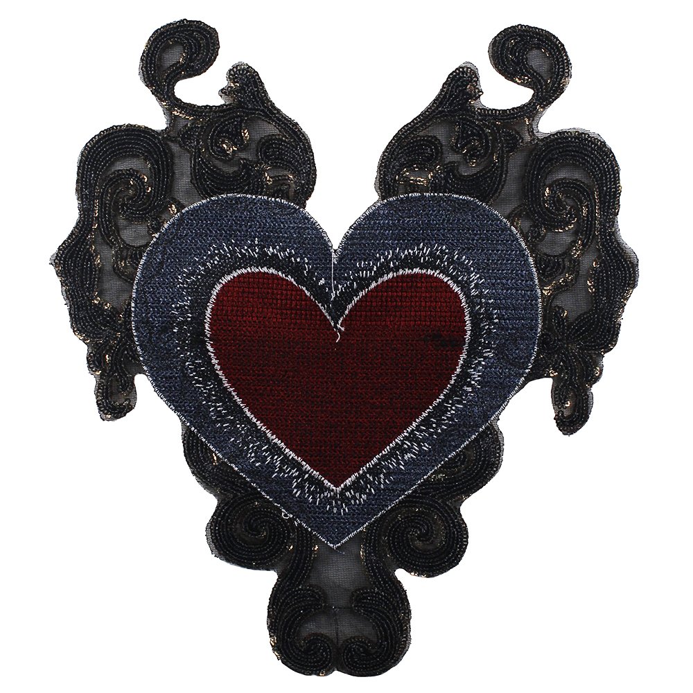 Toppa Ricamata A Cuore Con Paillettes E Perline - Fatta A Mano, 7x12 Cm, Per Vestiti, Cappelli E Borse