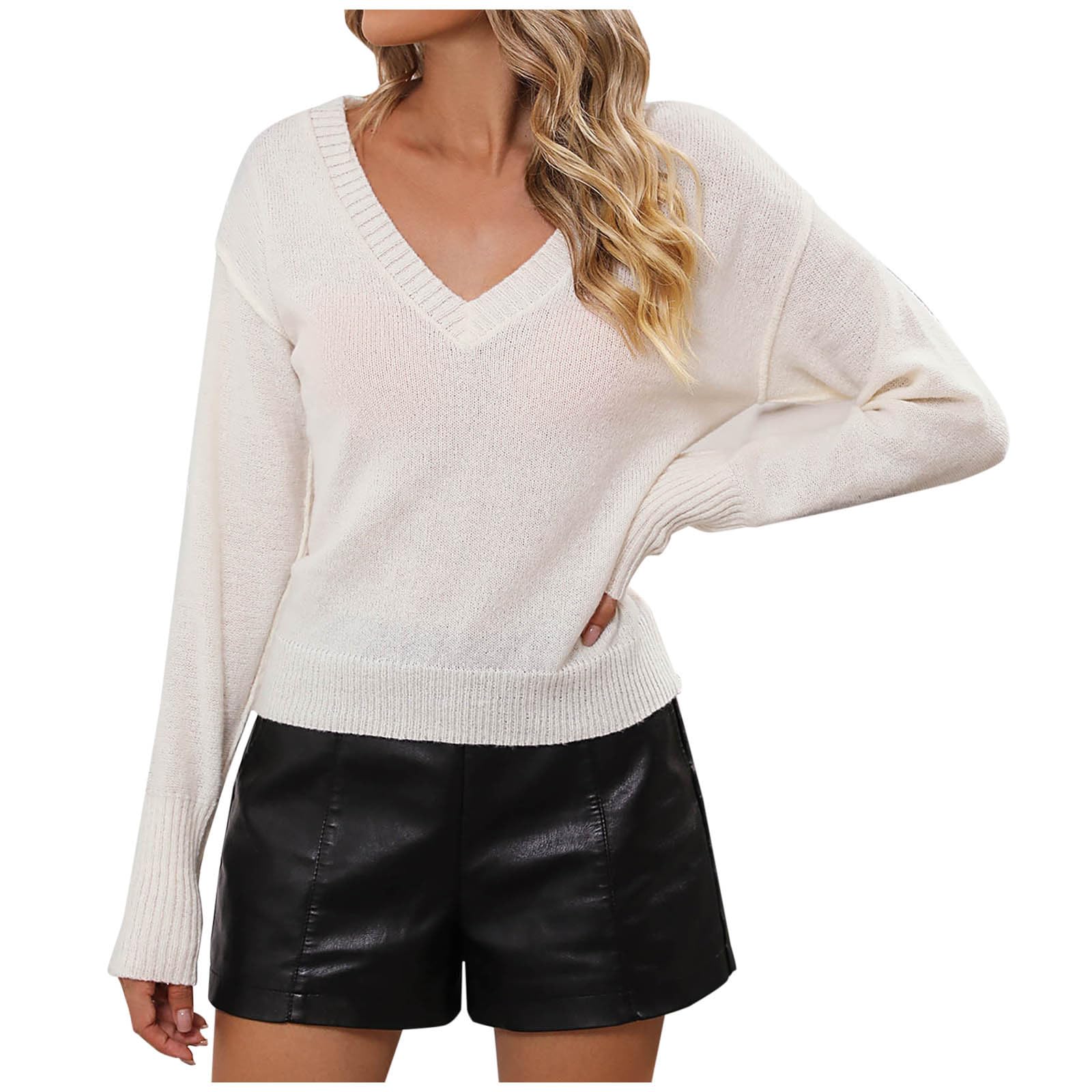 Tunic Sweaters for Women Lightweight Cute Crewneck Pullover Long Sleeve 2023 Fall Trendy Slim Fit Knitted Tops Jumper