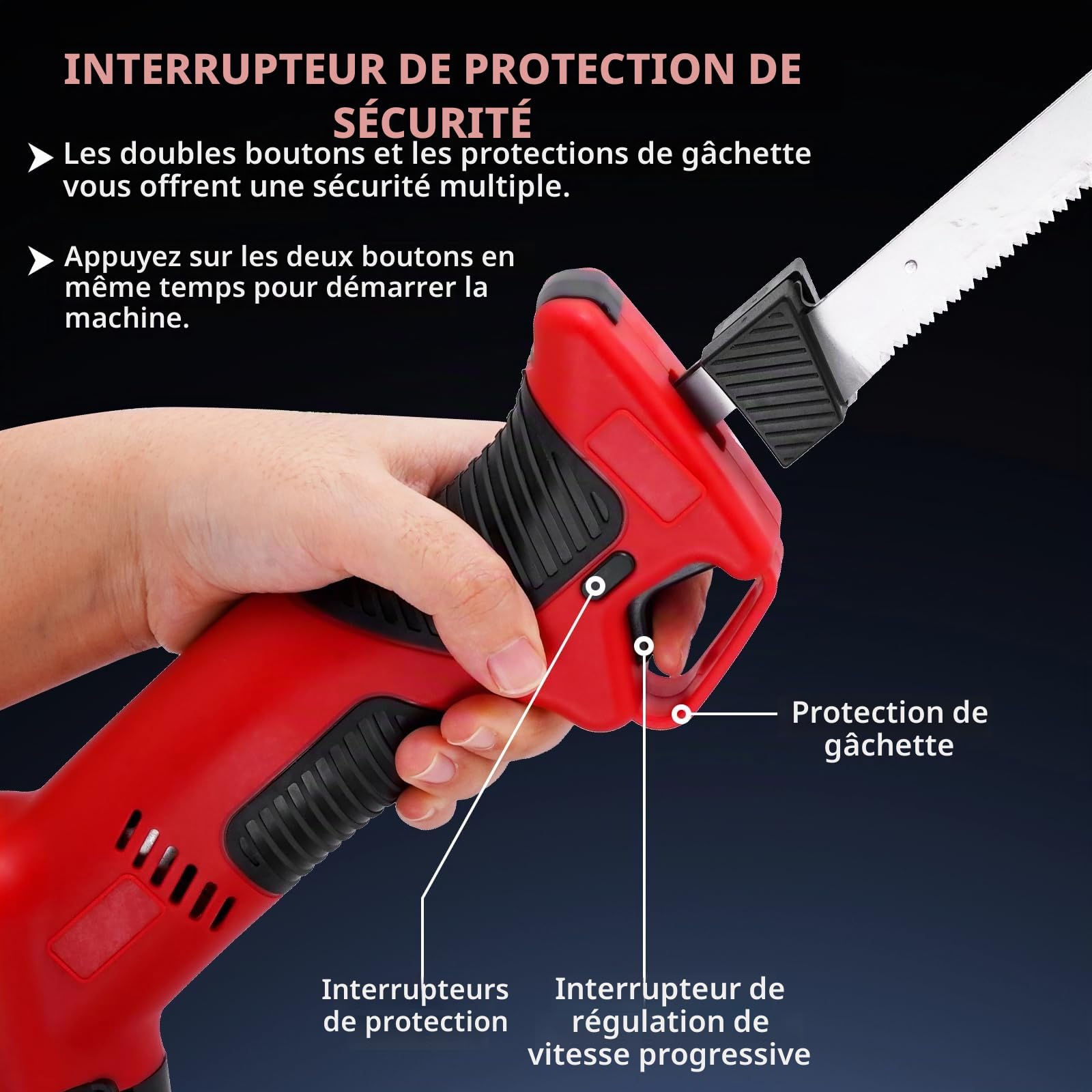YUCHENGTECH Couteau à Filet Électrique pour Poisson Couteau à Filet Sans Fil avec 4 Lames en Acier Inoxydable, 2 Batteries Rechargeables et Étui de Transport de Rangement