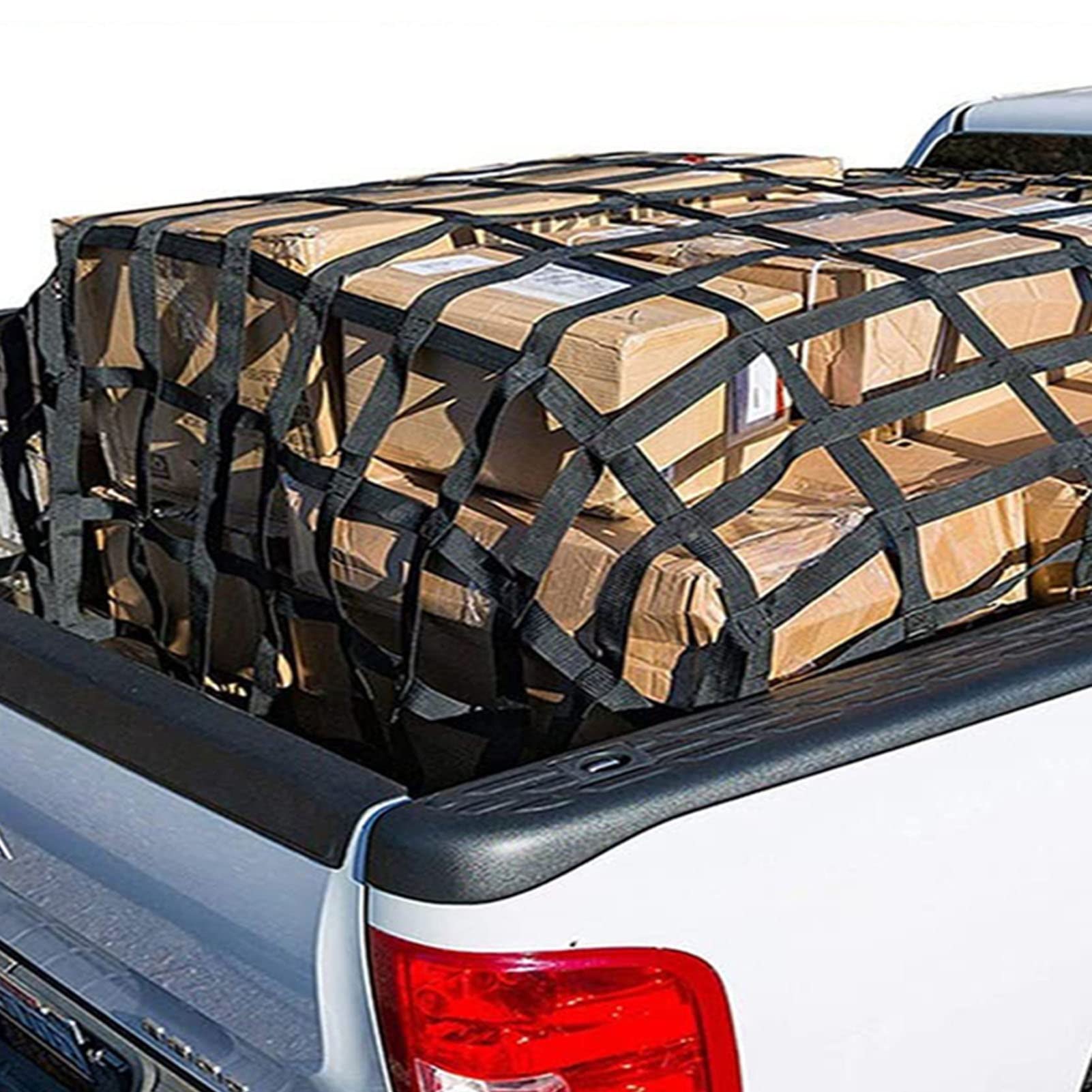 Elastisches Gepäcknetz aus Polyester, flach, quadratisches Netz, reißfest, Sicherheitsnetz, LKW/Anhänger/Ladungsnetz, Hängenetz zum Abschleppen, Tragfähigkeit