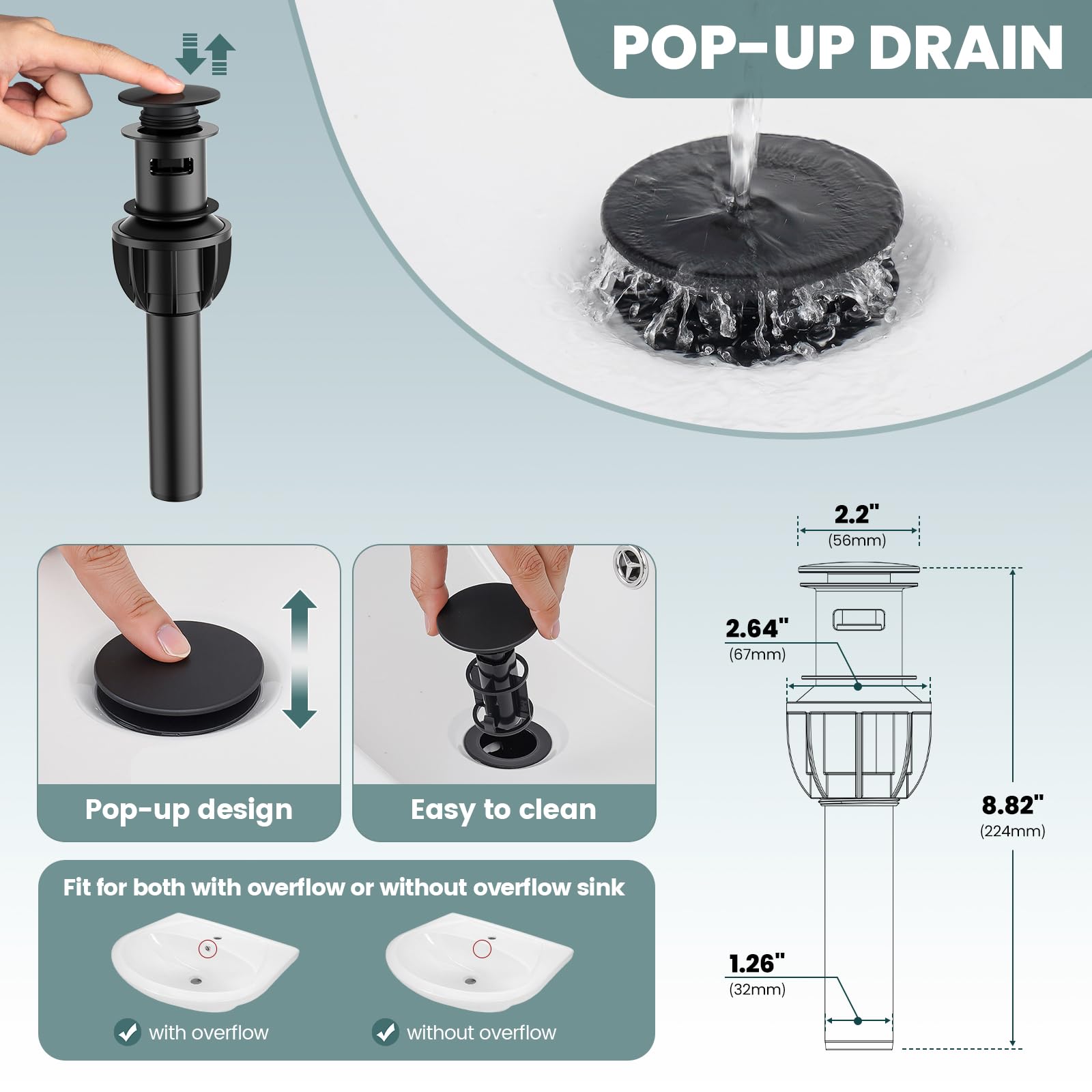 Bathroom Tap, Matte Black, Single Lever Mixer Tap - Image 3