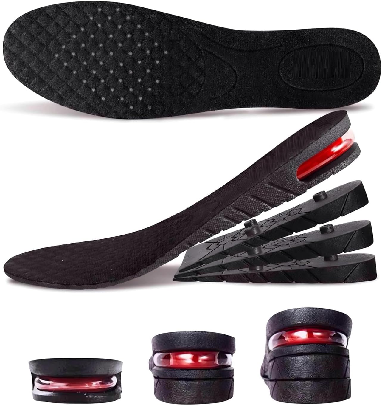 Height Increase Shoe Insoles, Adjustable Air Cushion Heel Lift Kit, Black