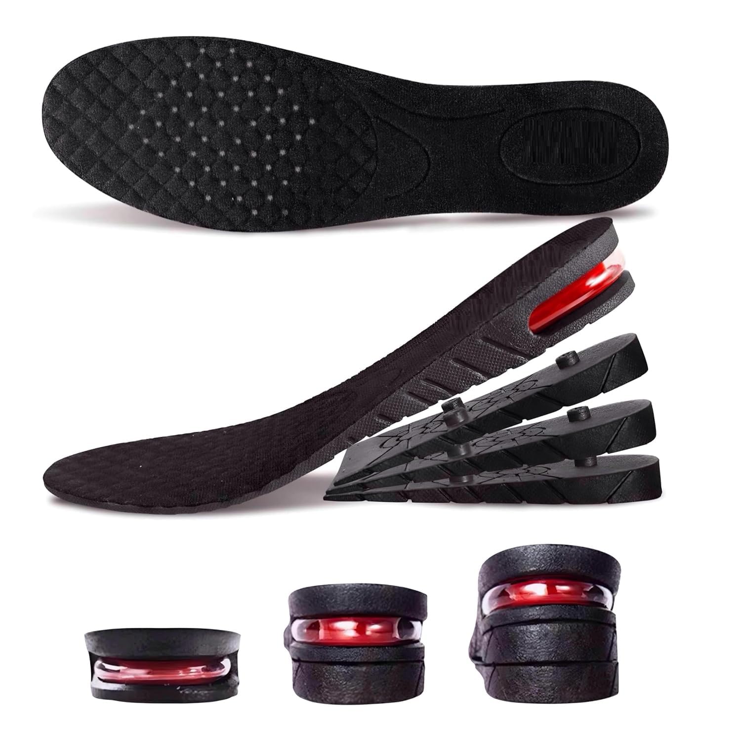 Height Increase Shoe Insoles, Adjustable Air Cushion Heel Lift Kit, Black