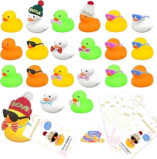 20 Set Jeep Ducks Include You’ve Been Ducked Cards Tiny Ducks Sunglasses Bows Woolen Hat Rubber Band Mini Rubber Ducks with Duck Duck Jeep Tags Rubber Ducky Bath Toy for Baby Party Favor Decor Gift