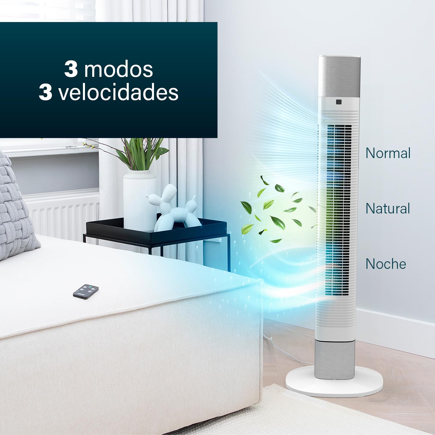 Princess Ventilador de torre compacto 3 ajustes y 3 velocidades - Oscilación - Conectado