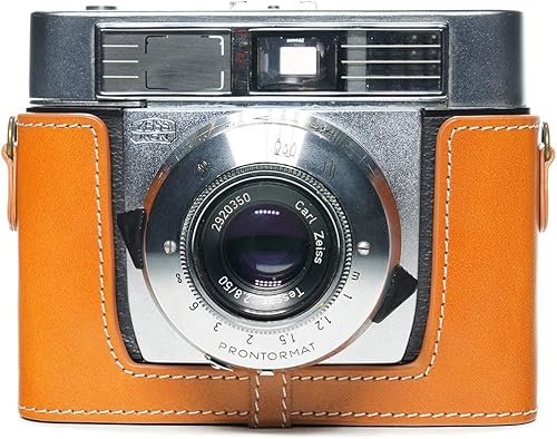 Vista 10 de Funda Symbolica, BolinUS hecha a mano de piel auténtica auténtica para cámara Zeiss Ikon Symbolica con correa de mano (negro)