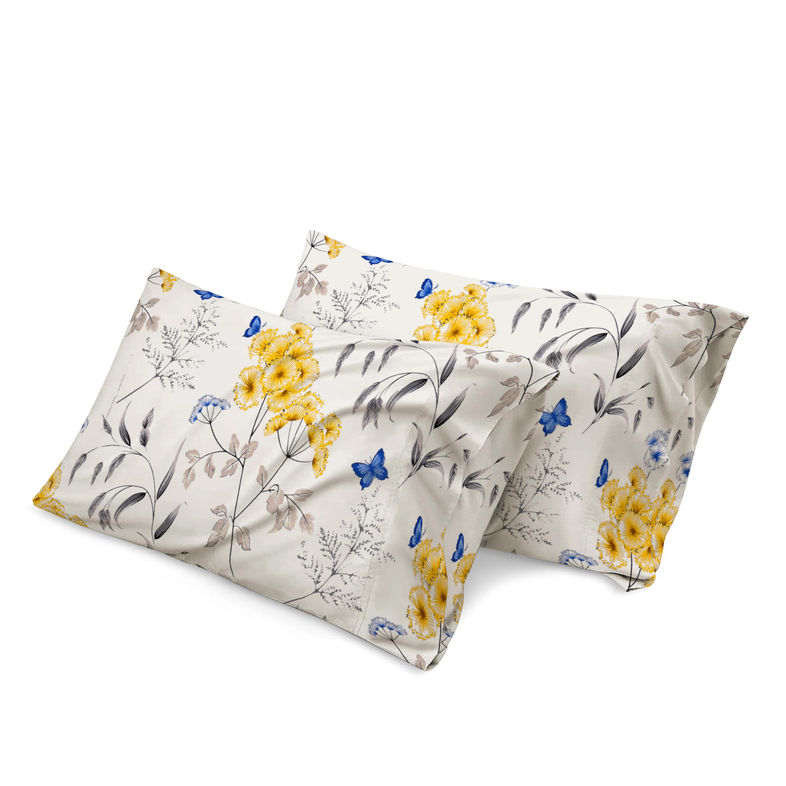 Reliancebedding Butterflies 100% Egyptian Cotton Pillowcases Pack Of 2-400Tc- Printed - Ultra Soft
