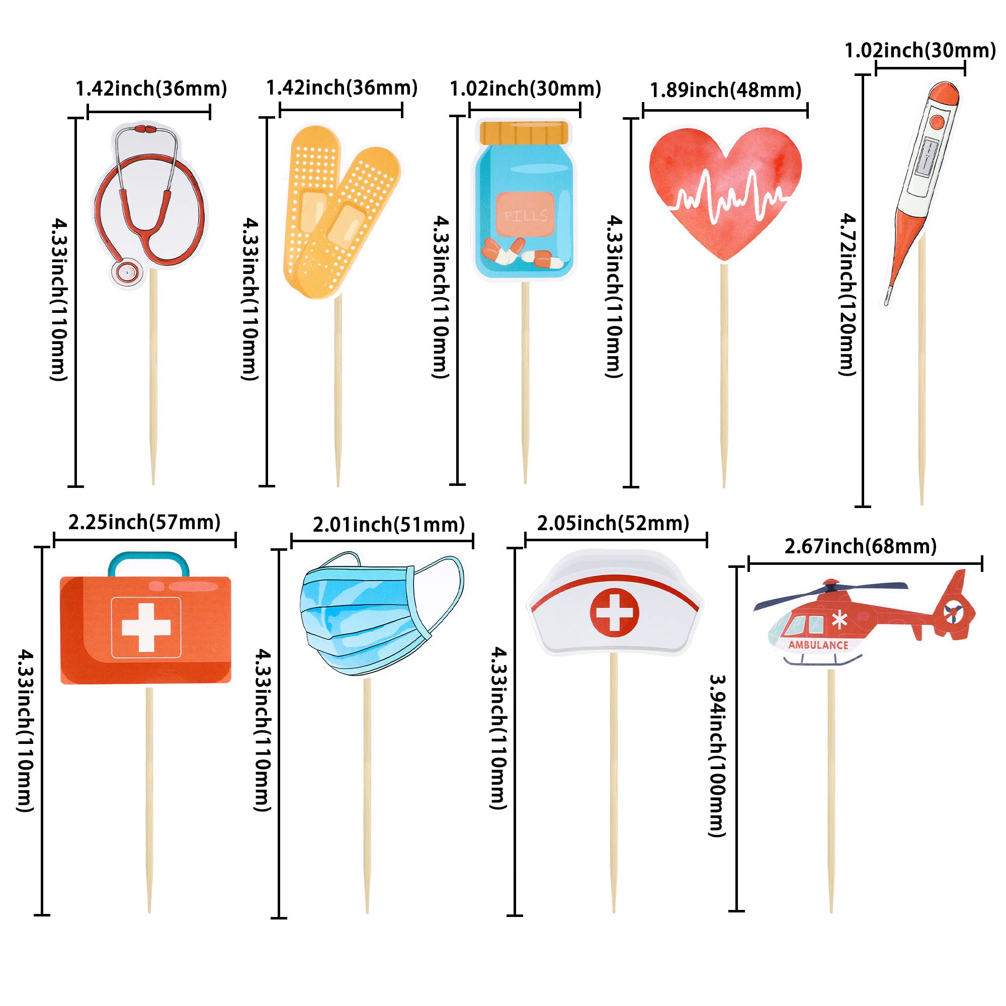 36 Pack Nurse Cupcake Toppers Nursing School Graduation Cupcake Picks Nurse Cake Decorations for Medical Rn Nurse Grad Themed Birthday Party Cake Decorations Supplies