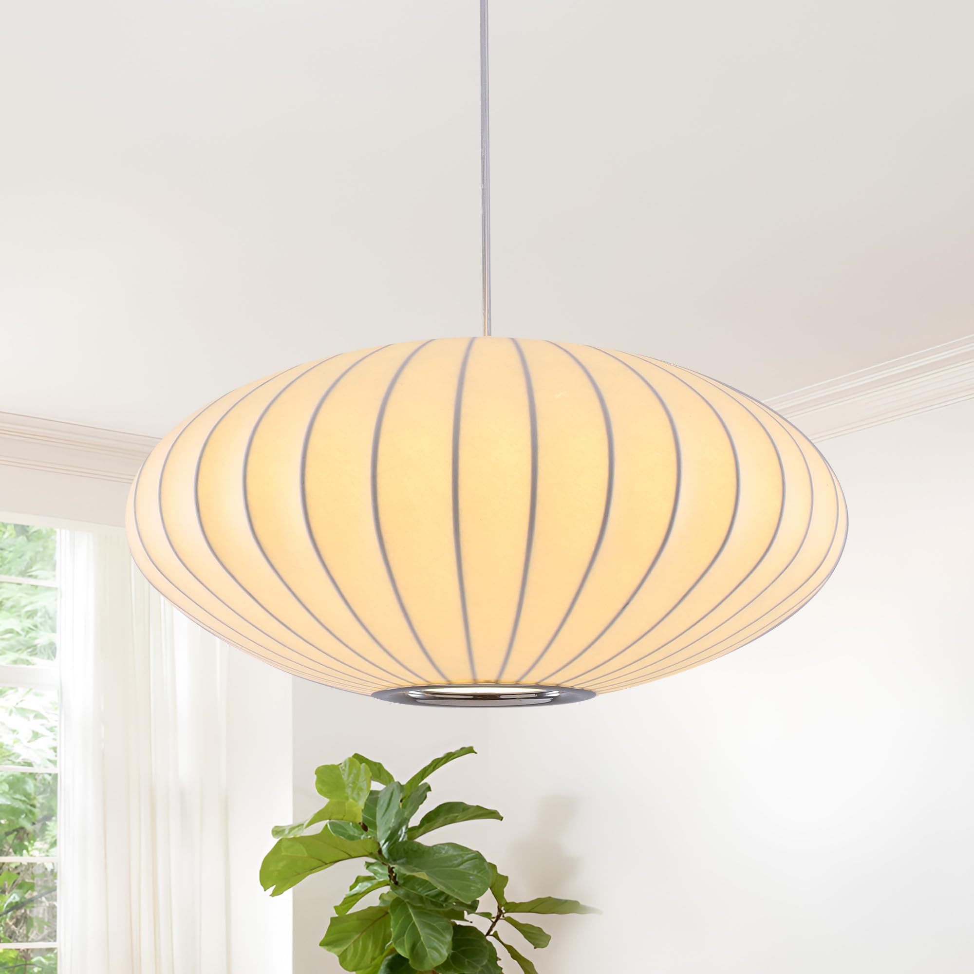 Moderner Stoff Deckenlampe Laterne Lampe Weiß Blase Deckenleuchte Japanischen Stil Hängelampe Lampenschirm Kunstseide Pendelleuchte Geeignet Für Wohnzimmer Esszimmer Schlafzimmer Foyer 40cm