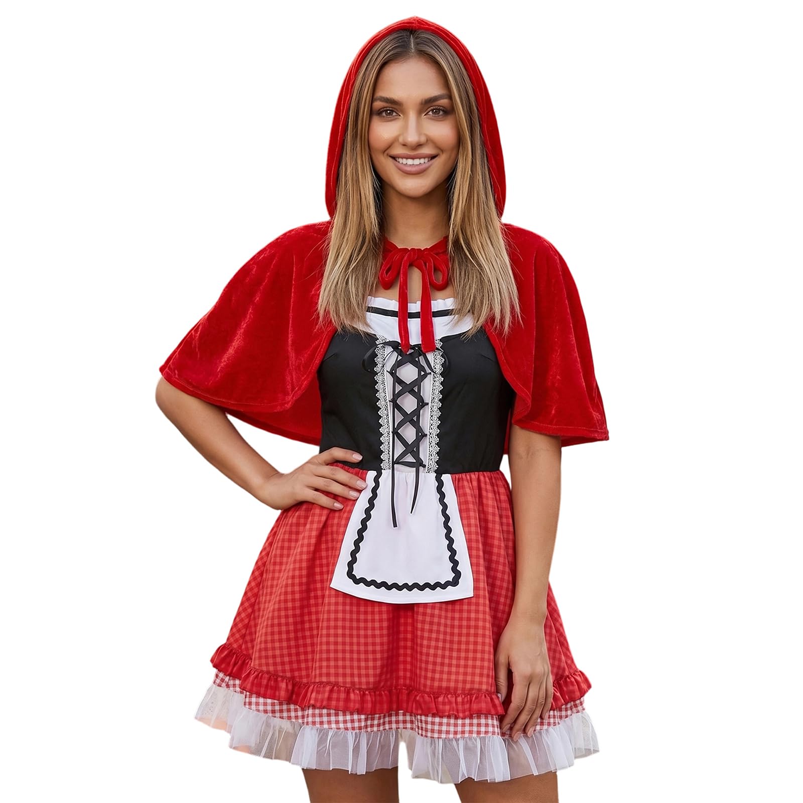 Vestido de Halloween con capucha para mujer medieval 8