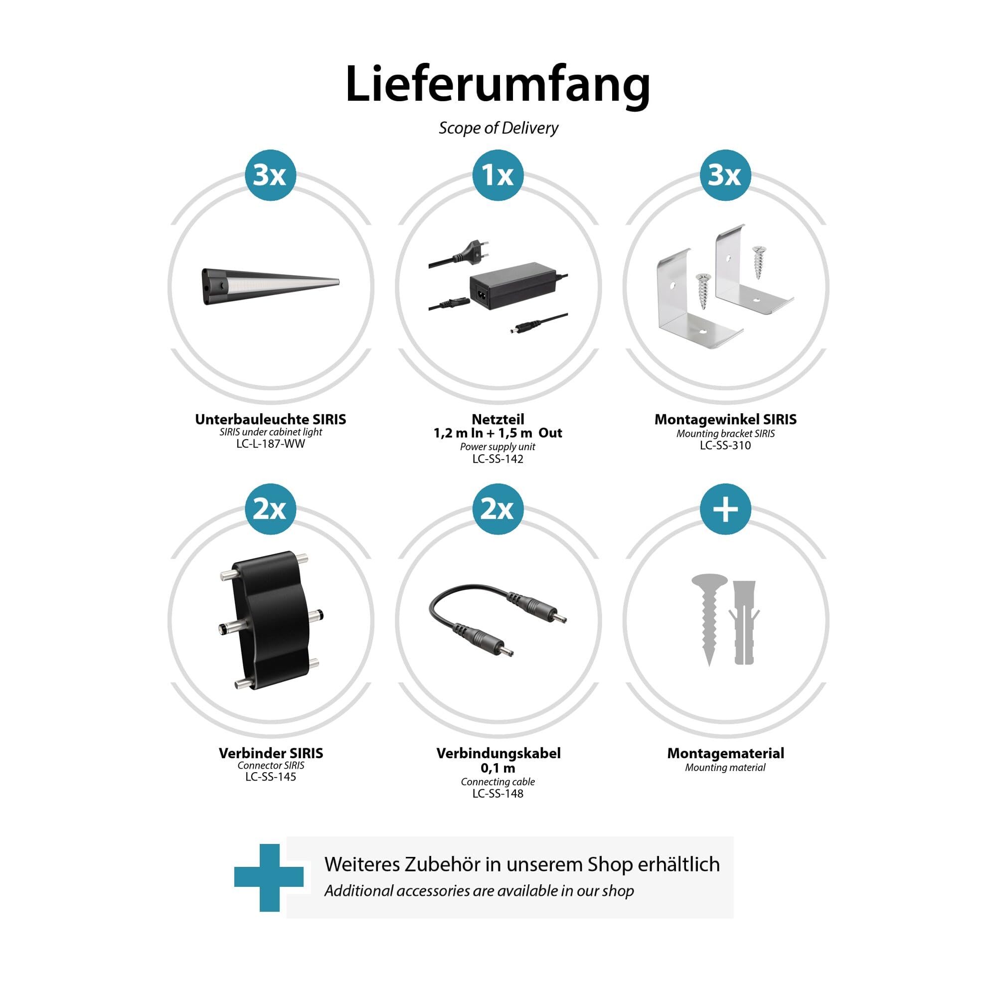ledscom.de Luce LED sottopensile SIRIS nero opaco, montaggio ad angolo, piatto, 90cm, 963lm ciascuno, bianco caldo set di 3