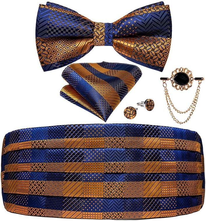 Silk Wedding Men's Cummerbunds Bow Tie Brooch Set Tuxedo Formal Wide Belt Ceremonial Belt Elastic Waistband