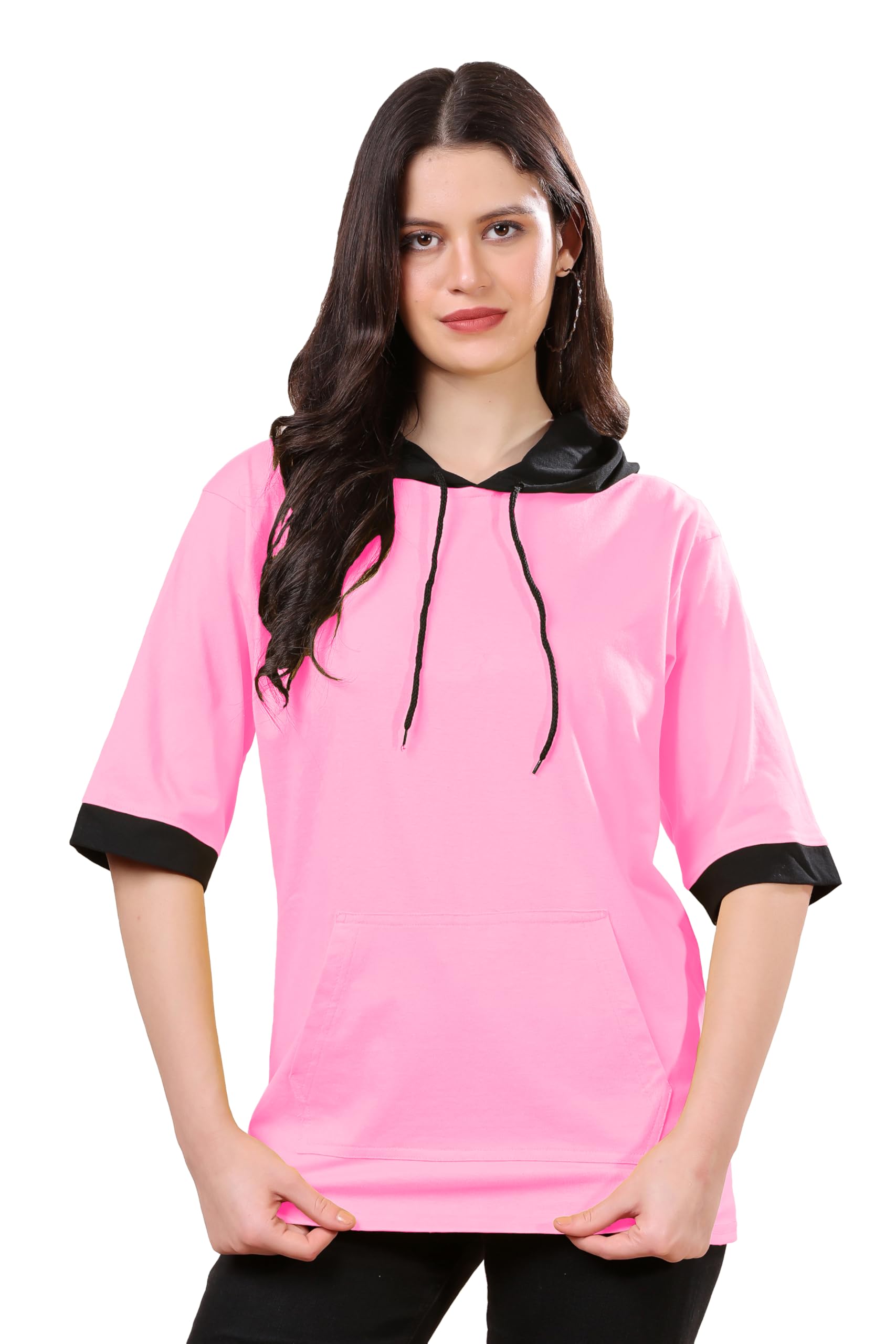 tqh Cotton Bland Hooded T Shirt for Women | Women's T Shirt |Hoodies for Women | Summer Hoodies Regular Fit | Regular Fit T Shirt for Women | T-Shirt for Women-picture-38