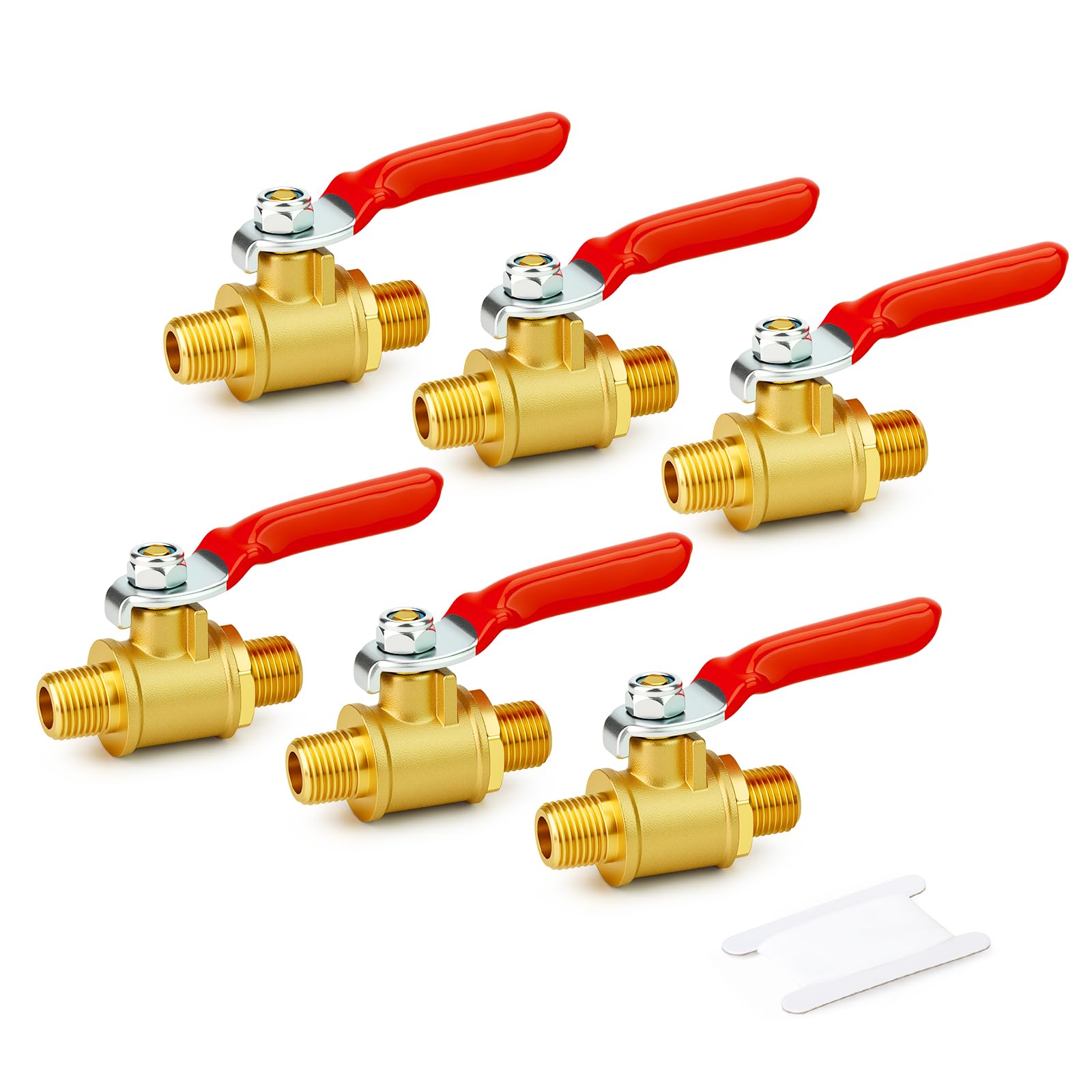 GASHER 6PCS 1/8 Inch Brass Mini Ball Valve, Shut Off Valve, 1/8 Inch MNPT Thread Pipe Fitting