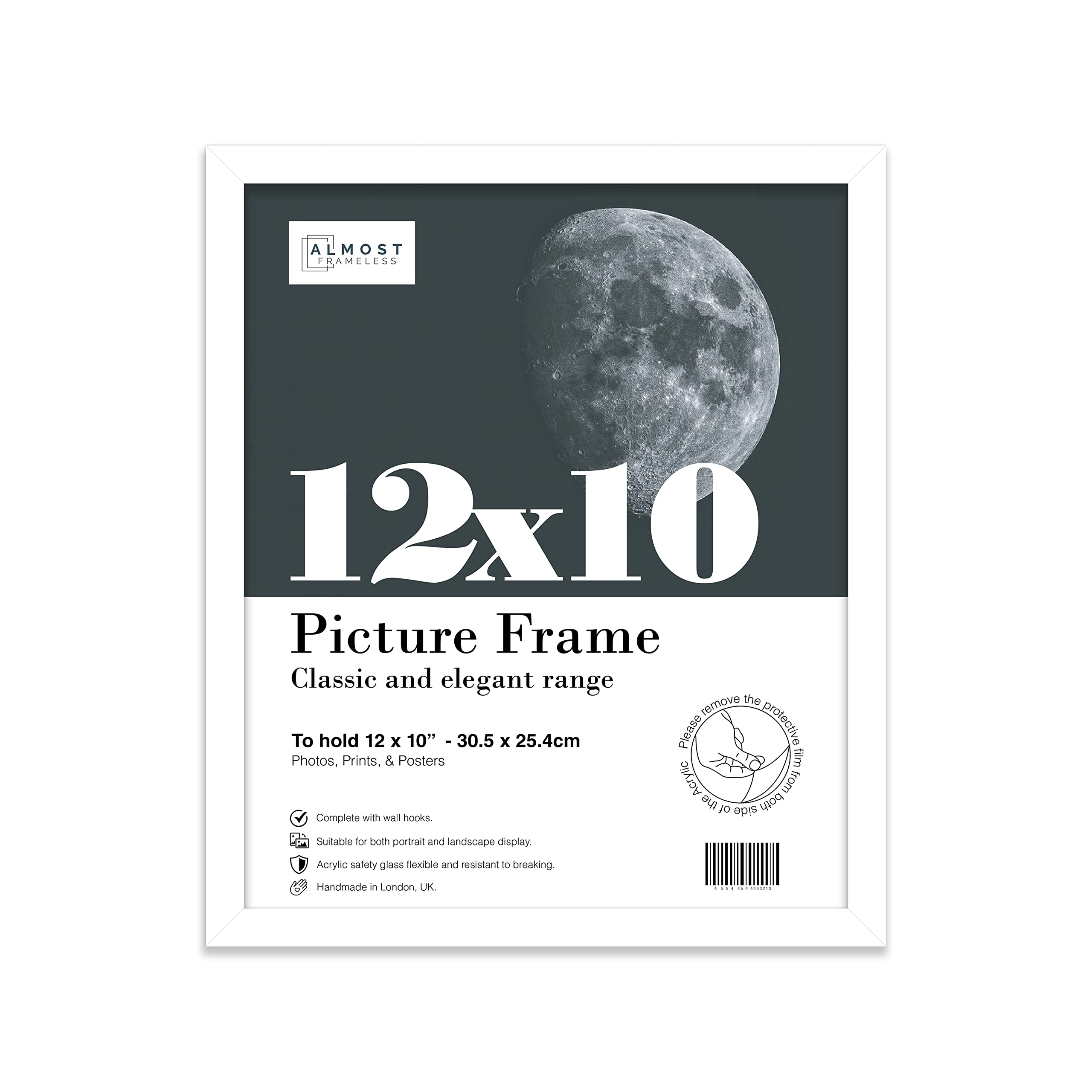 12x10 Inch White Photo Frame Wall Mountable and Freestanding Picture Frame Standard Photograph Size, 12" X 10" (31 X 25cm)