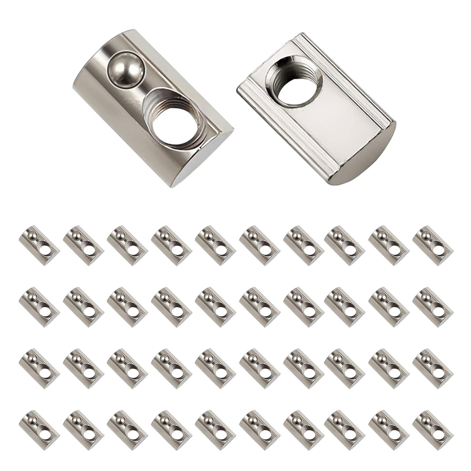 42PCS T Slot Nuts Roll in primavera M6,dadi scorrevoli in alluminio,dado fissaggio testa a sfera, T per Mobili per Fissaggi a Dadi a Molla con Intaglio a T (M8-40 42PCS)