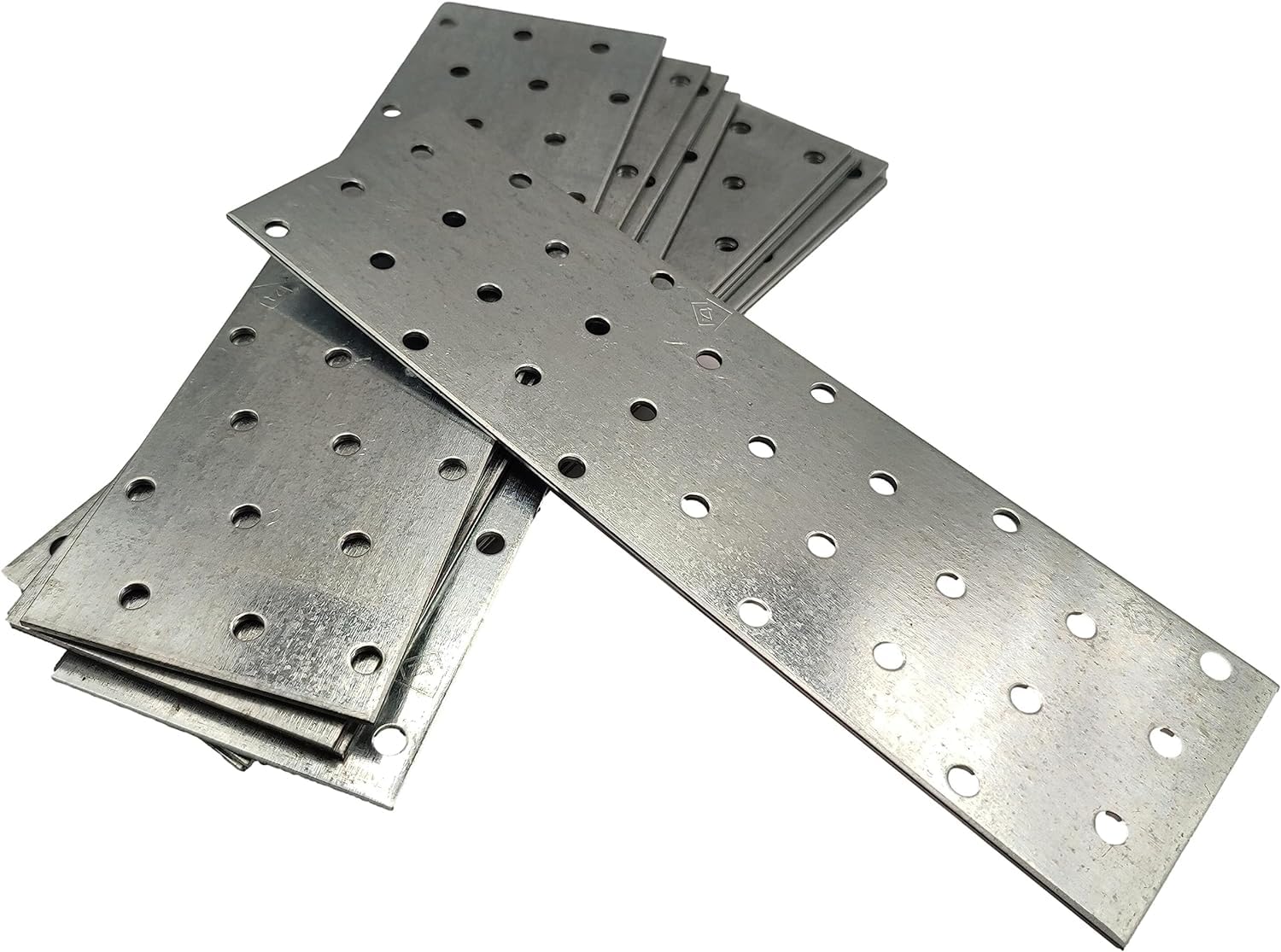 Pack of 10 Flat Joining Plates Connecting Perforated Metal Brace Bracket Timber Wood Fixing Galvanised Steel Repair Connector