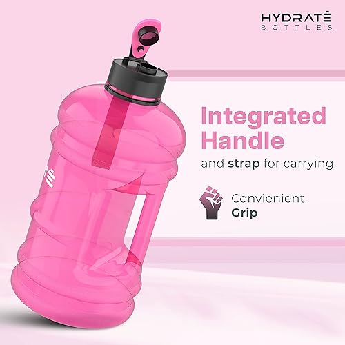 Miniatura 4 de HYDRATE XL Jug - Botella de agua de 2.2 litros, sin BPA, tapa abatible, ideal para gimnasio, opciones de color (rosa)