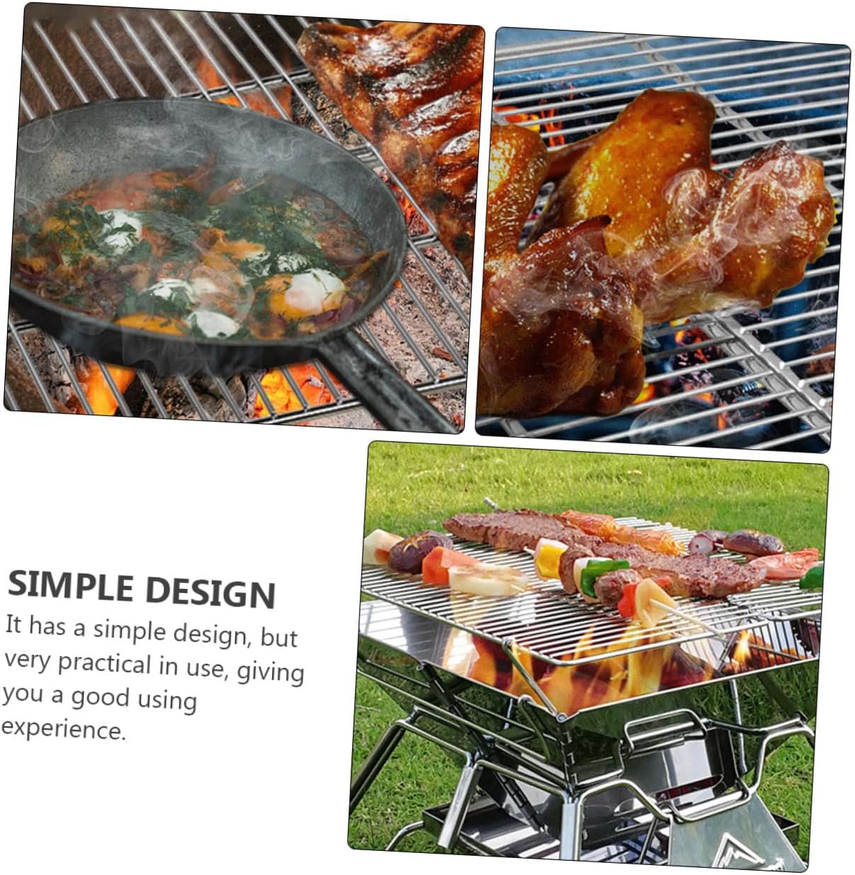 Zerodeko Portable Folding Stainless Steel Camping Grill Grate Heat-resistant Barbecue Rack for Outdoor Picnic Multifunctional Bbq Cooking of Meat Vegetables and Fish