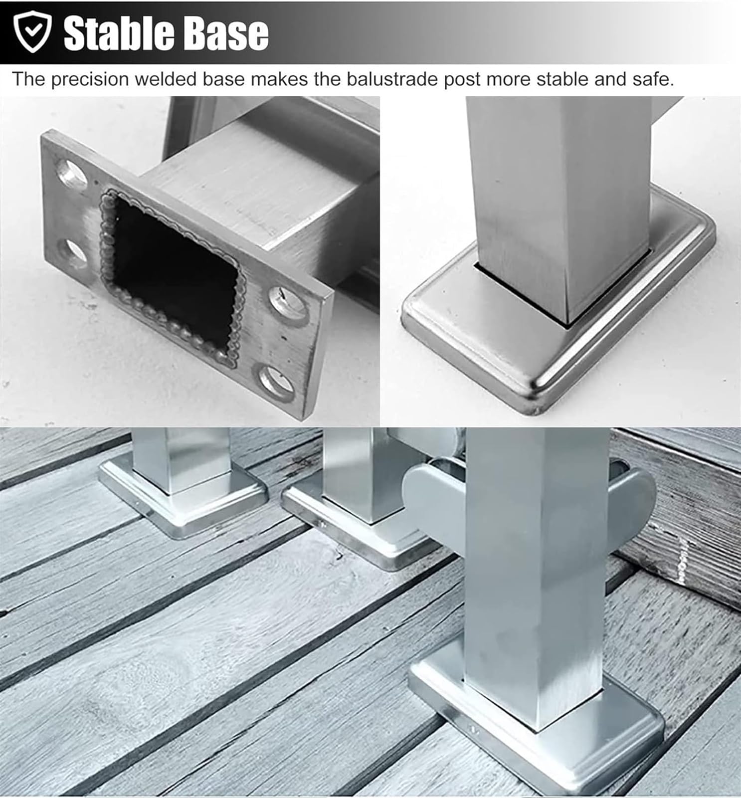 Pali Per Ringhiere In Vetro - Sistema Balaustra In Acciaio Inox 304, 85cm Argento - Foto 12