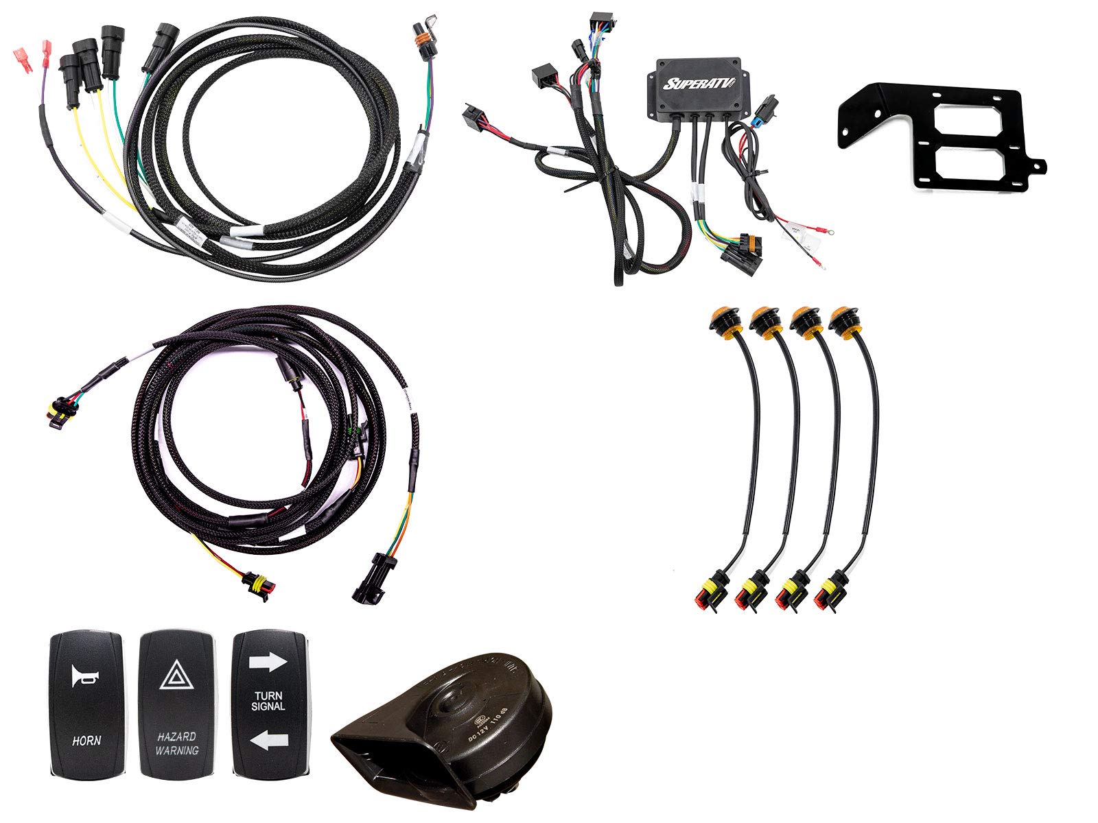 SuperATV Deluxe Plug and Play Turn Signal Kit for a Can-Am Maverick Sport [See Fitment] | Dash-Mounted Signal Switch | Color-Coded Wiring Harness | LED Lights