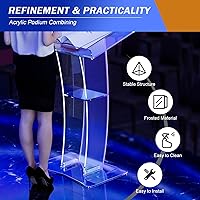 Vista 6 de Atril acrílico transparente, púlpito de conferencia de flexión de presentación portátil, atril de pie de plexiglás acrílico transparente, adecuado